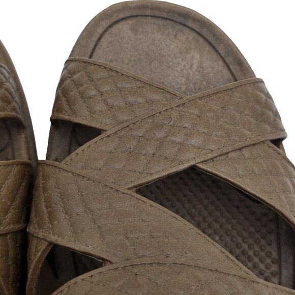 Women's - Okabashi Brown Cross Strap Slide Sandals, Size Large - Picture 4 of 12